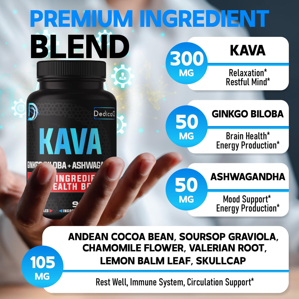 DEDICAD 9-in-1 Kava Kava Capsules for Sleep & Mind Support - 150 Vegan Capsules - image 2