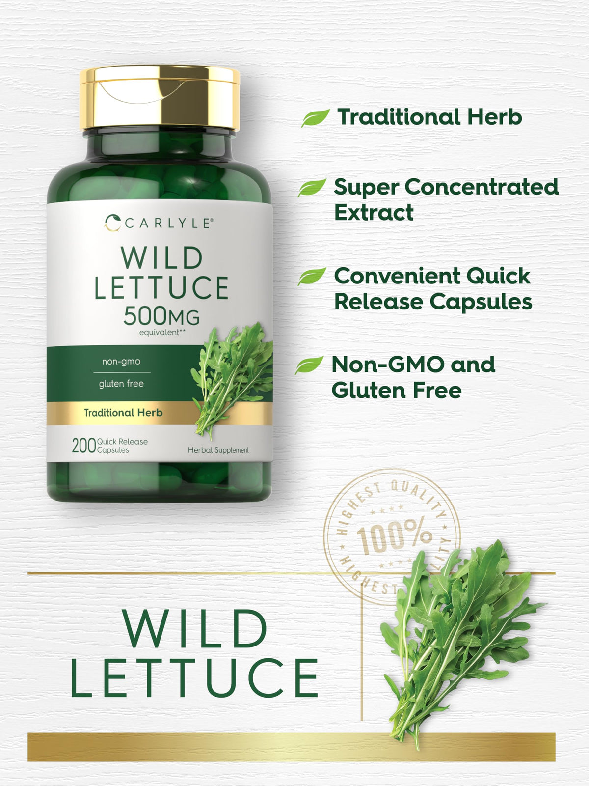 Carlyle Wild Lettuce Extract - 200 Capsules - image 4