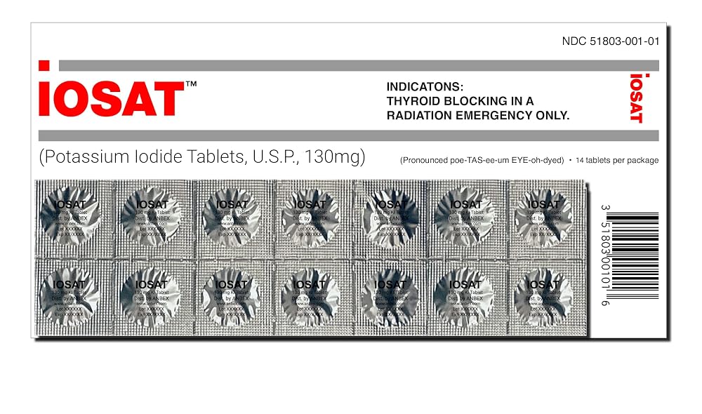 IOSAT Potassium Iodide 130mg Tablets - 14 Count