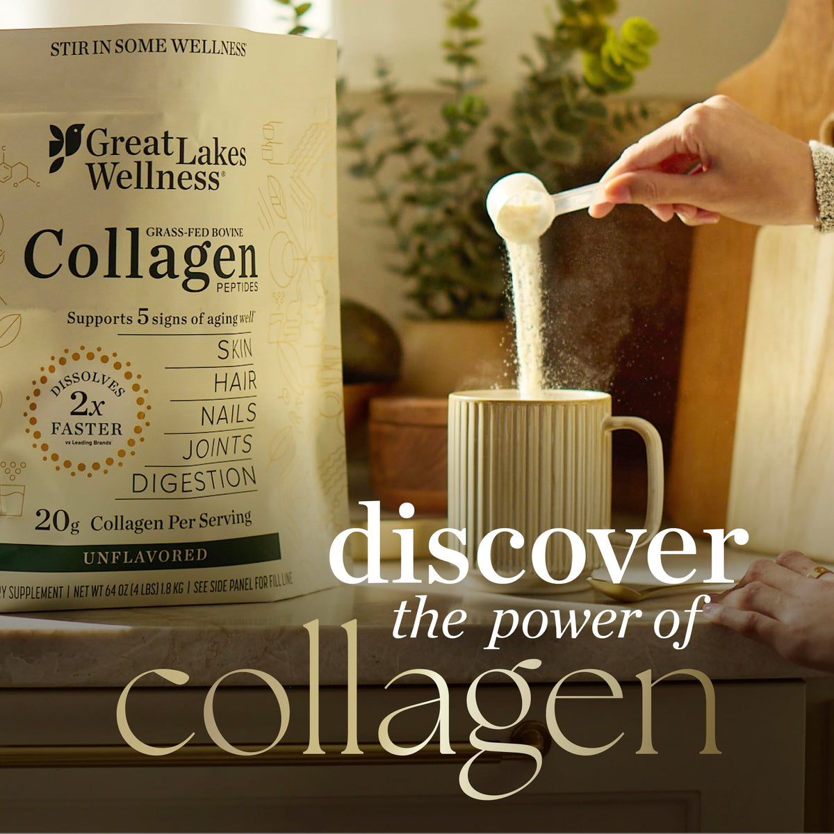 Great Lakes Wellness Collagen Peptides Powder Unflavored - 20 Stick Packs - image 6