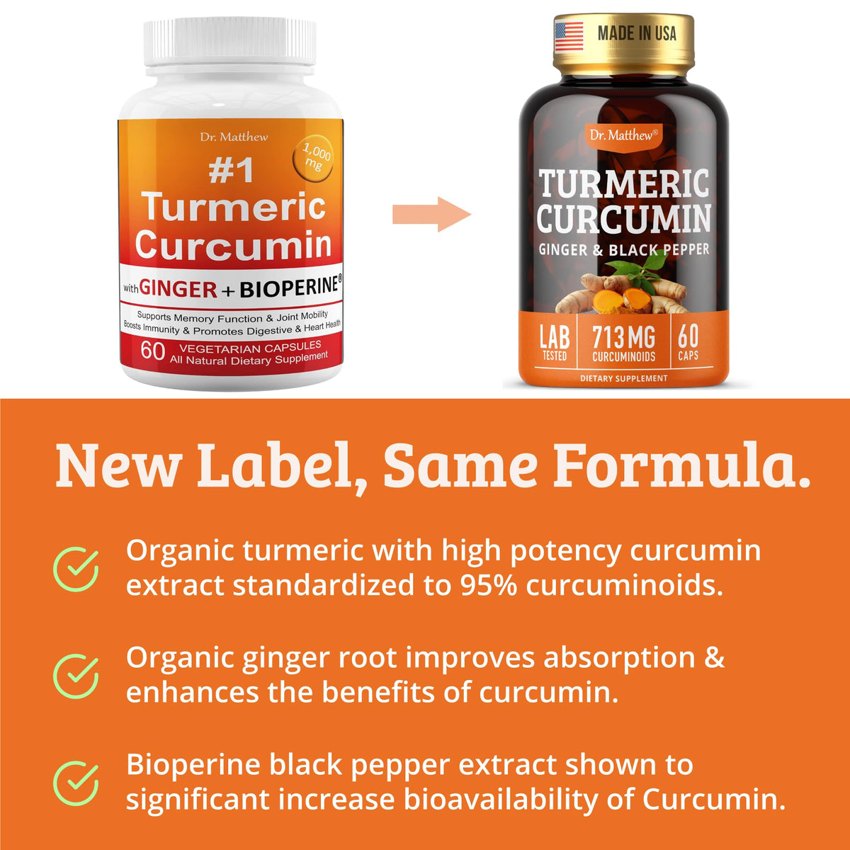 Dr. Matthew Turmeric Curcumin with Black Pepper Joint Support - 60 Capsules - image 6