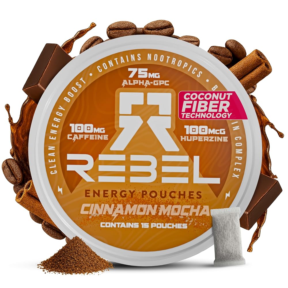 Rebel Nootropic Energy Caffeine Pouches • 100mg Caffeine • Alpha GPC