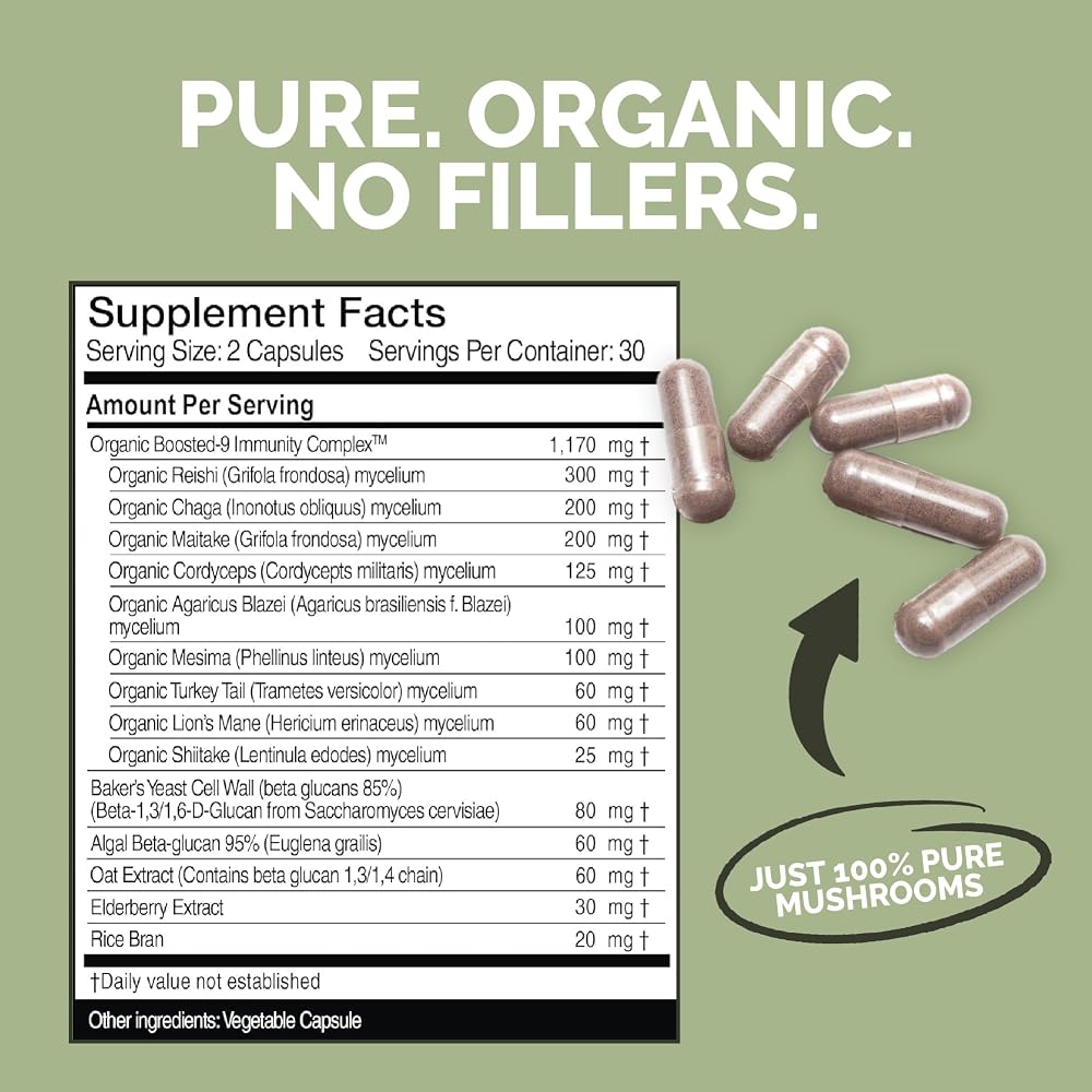 Pacific Gold Boosted Health 9 Mushroom Complex - 60 Capsules - image 5