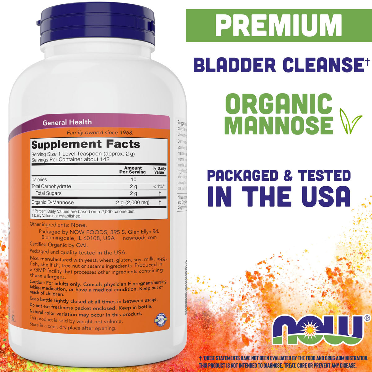 NOW Foods Organic D-Mannose Powder - 20 oz (Pack of 2) - image 2