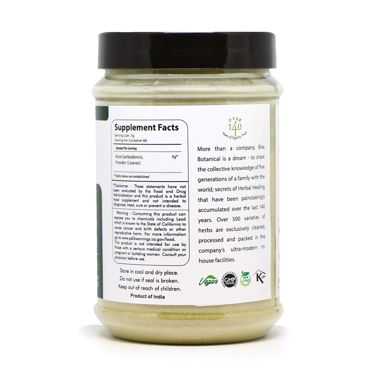 bixa BOTANICAL Aloe Vera Leaf Powder - 200 Grams - image 3
