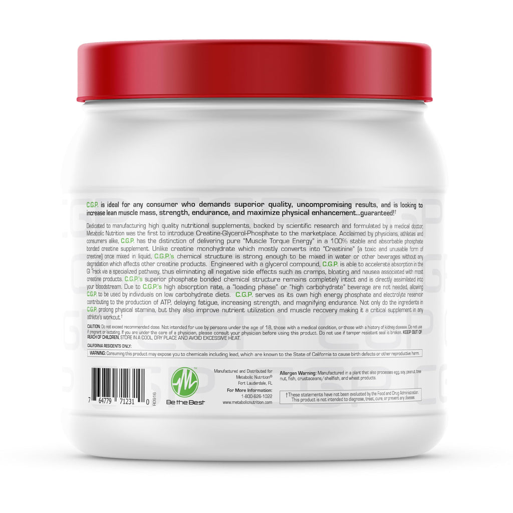 Metabolic Nutrition, CGP, Creatine Glycerol Phosphate, 100%