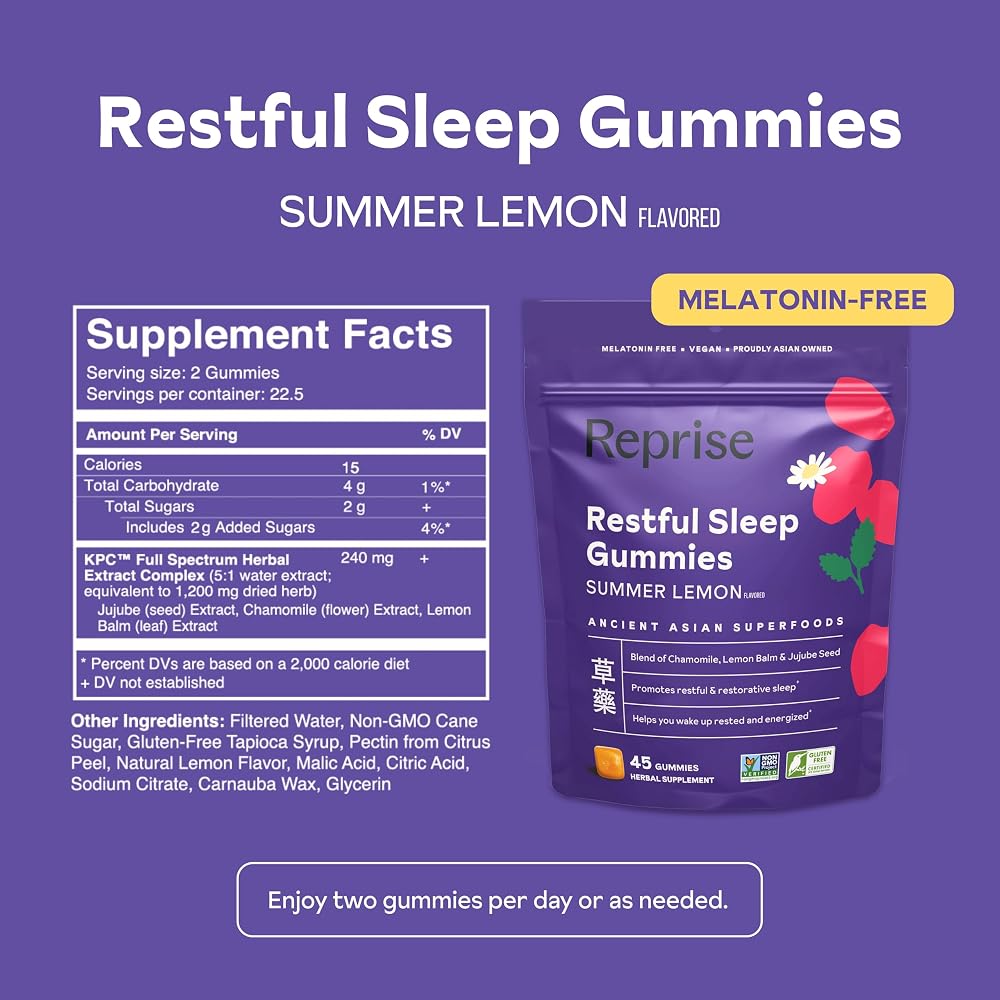 Reprise Melatonin Free Natural Sleep Aid Gummies - 45 Gummies - image 8