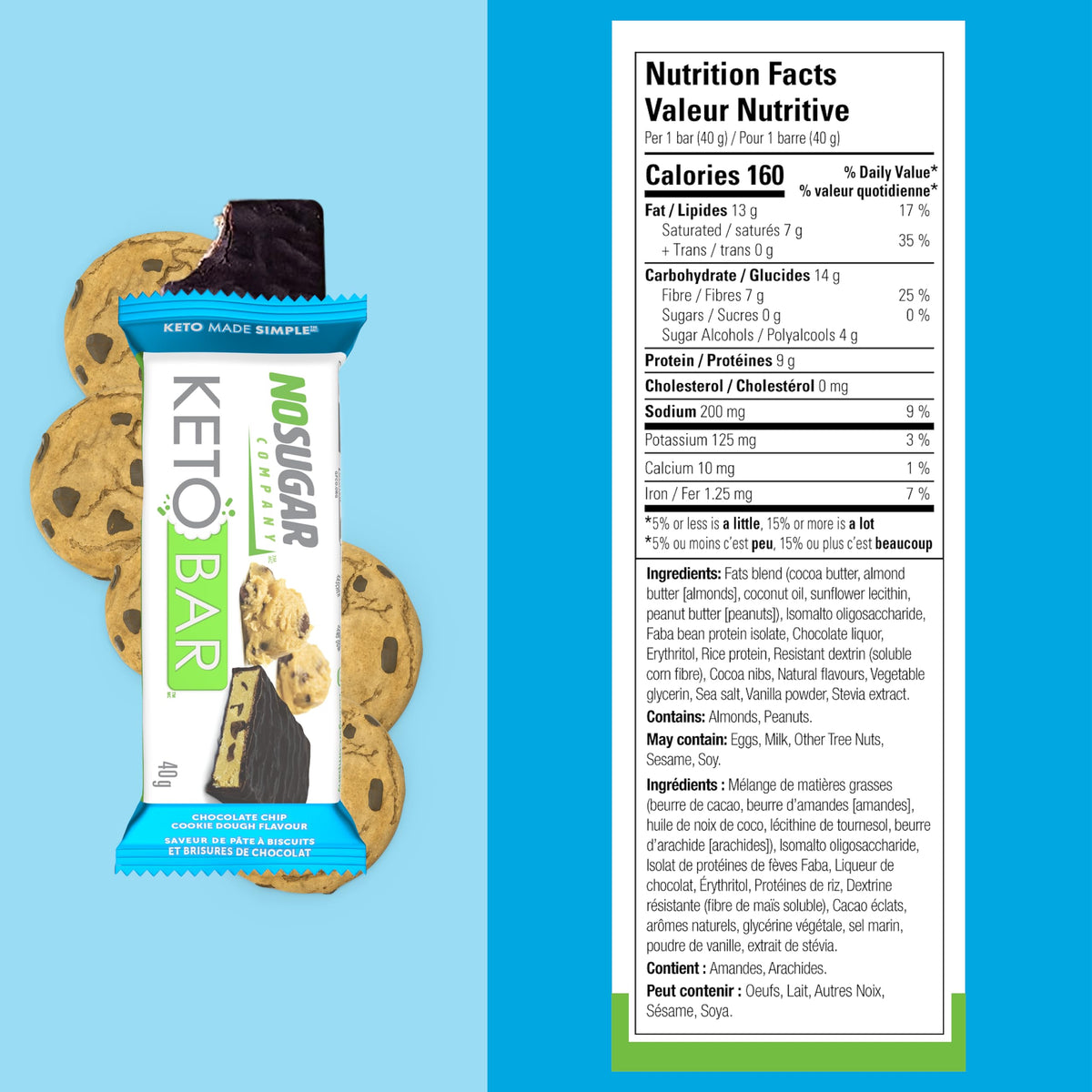 No Sugar Company Keto Bar Chocolate Chip Cookie Dough - 12 Count - image 2