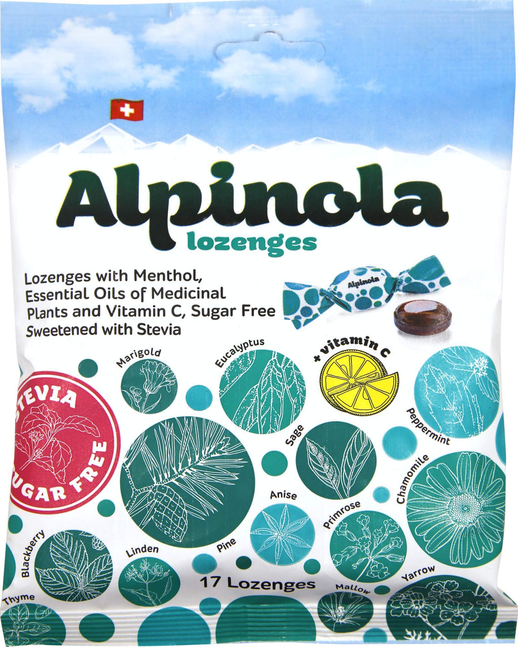 Alpinola Menthol Lozenges with Herbs and Vitamin C - 17 Count