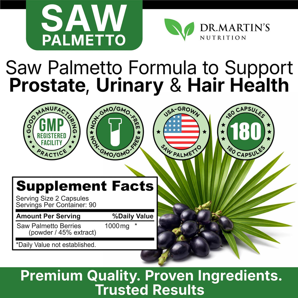 DR. MARTIN'S NUTRITION Saw Palmetto 1000mg - 180 Capsules - image 7