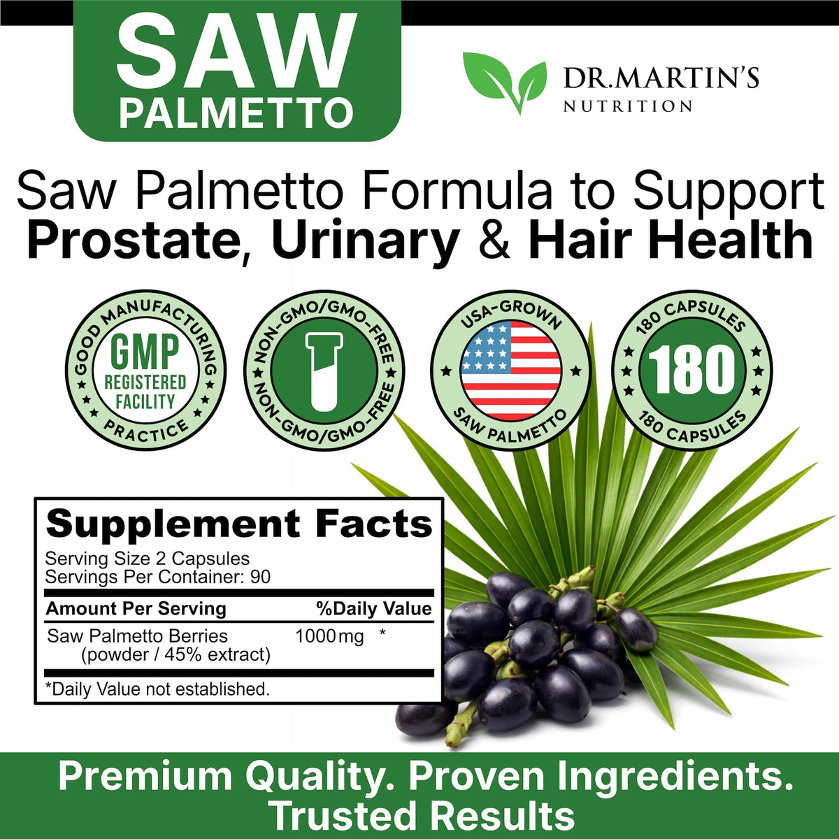 DR. MARTIN'S NUTRITION Saw Palmetto 1000mg - 180 Capsules - image 7