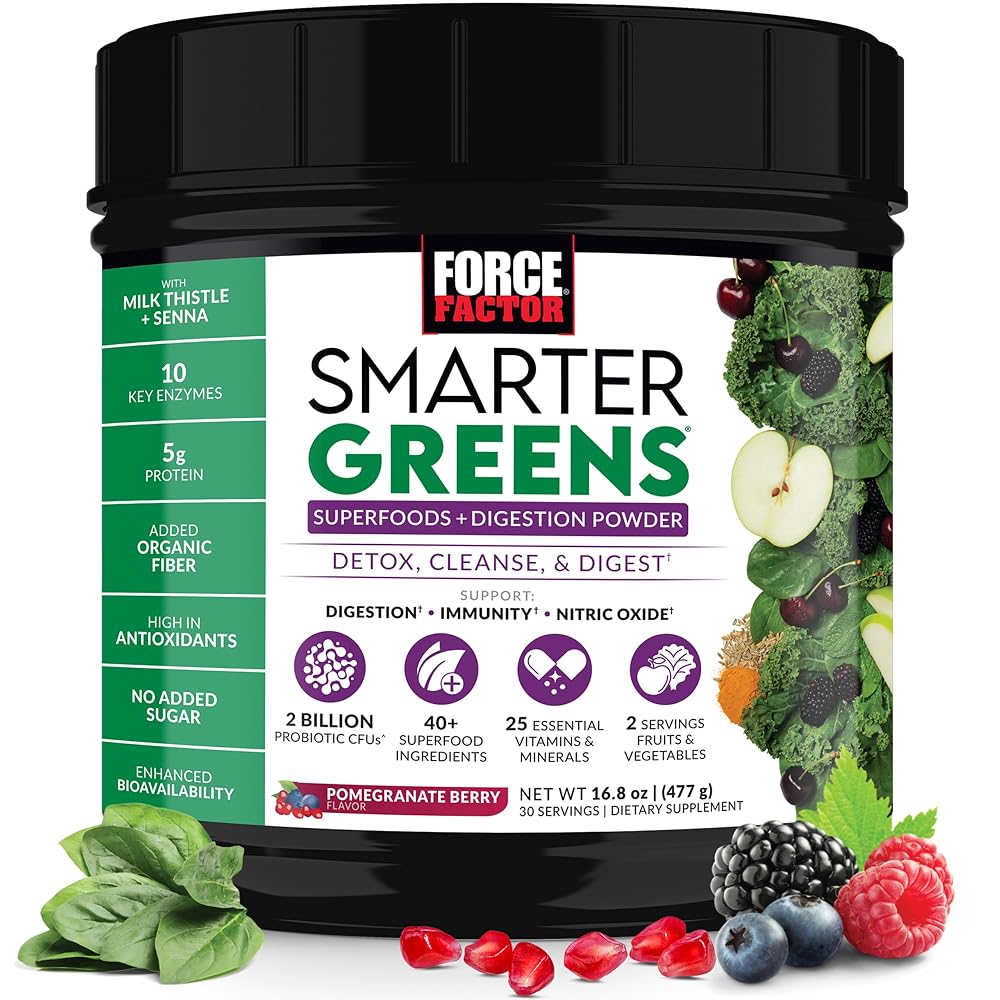 Force Factor Smarter Greens Superfoods Powder for Gut Health - 14.8 oz