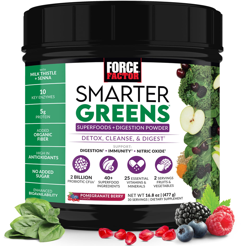 Force Factor Smarter Greens Superfoods Powder for Gut Health - 14.8 oz