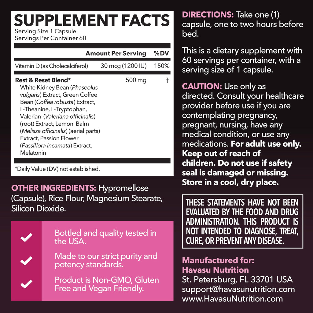HAVASU NUTRITION Night Time Fat Burner Capsules for Women