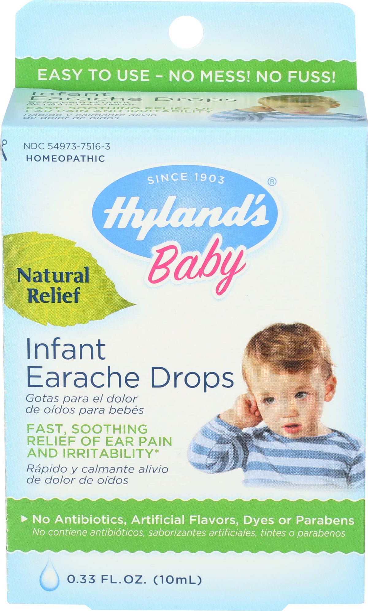 Hyland's Baby Infant Earache Drops Natural Homeopathic Relief - 0.33 Fl Oz