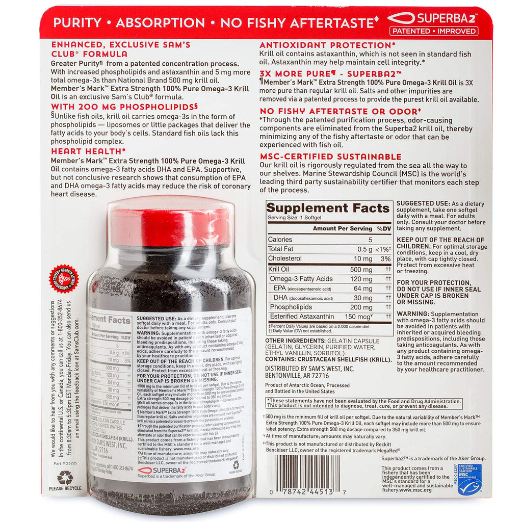 Member's Mark Extra-Strength Antarctic Pure Omega-3 Krill Oil 500 mg - image 2