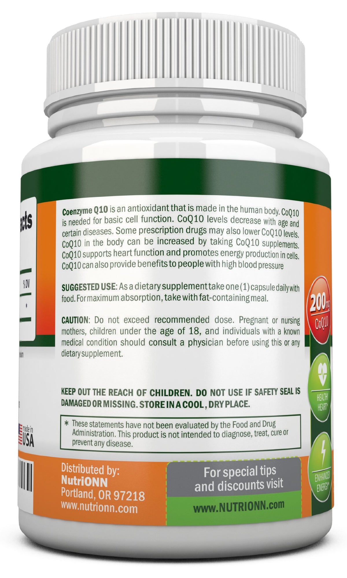 NutriONN CoQ10 200mg Extra Strength - 120 Capsules - image 3