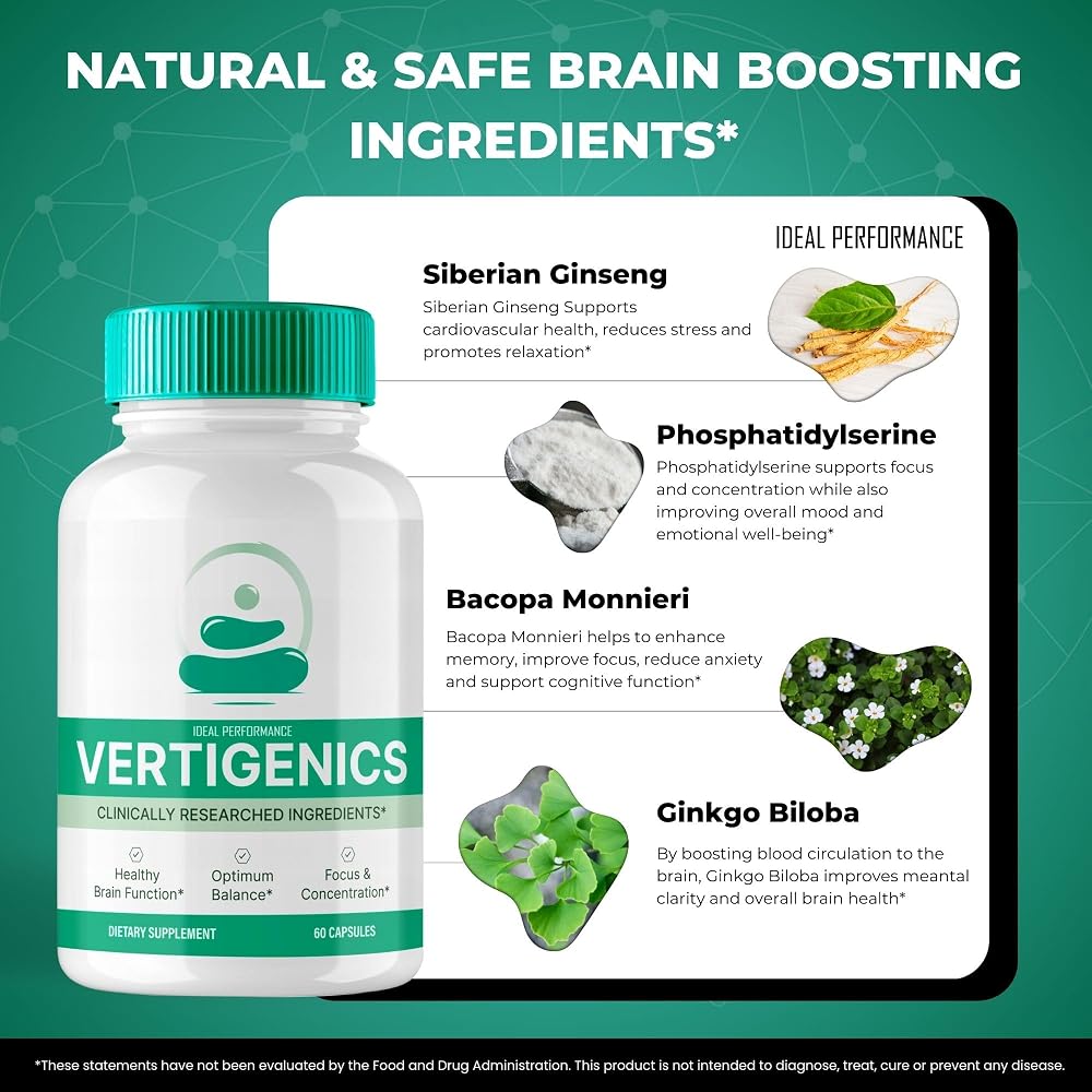IDEAL PERFORMANCE Vertigenics Brain Supplements Memory & Focus - 180 Capsules - image 6