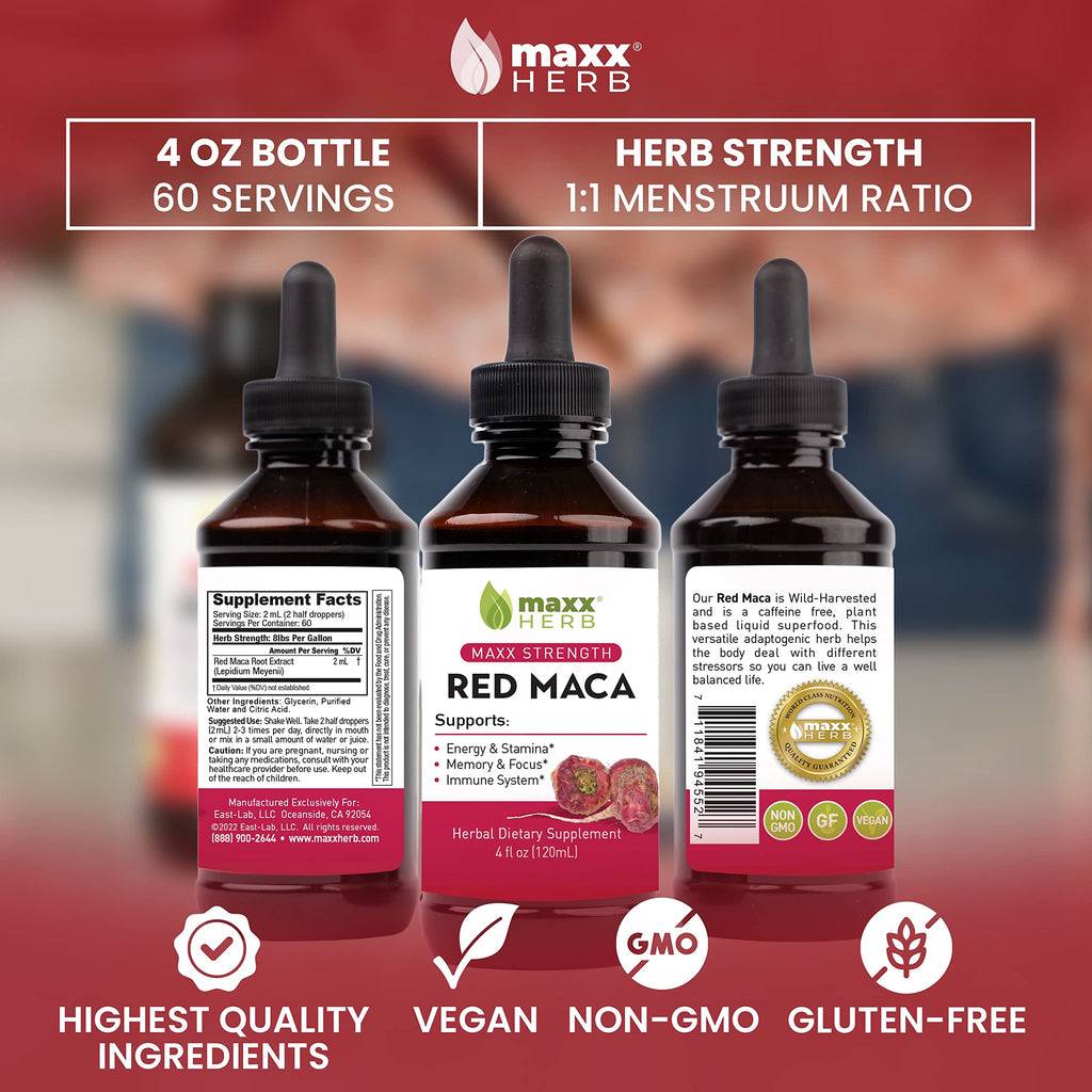 Maxx Herb Red Maca Root Liquid Extract for Stamina & Focus - 4 Fl Oz - image 5