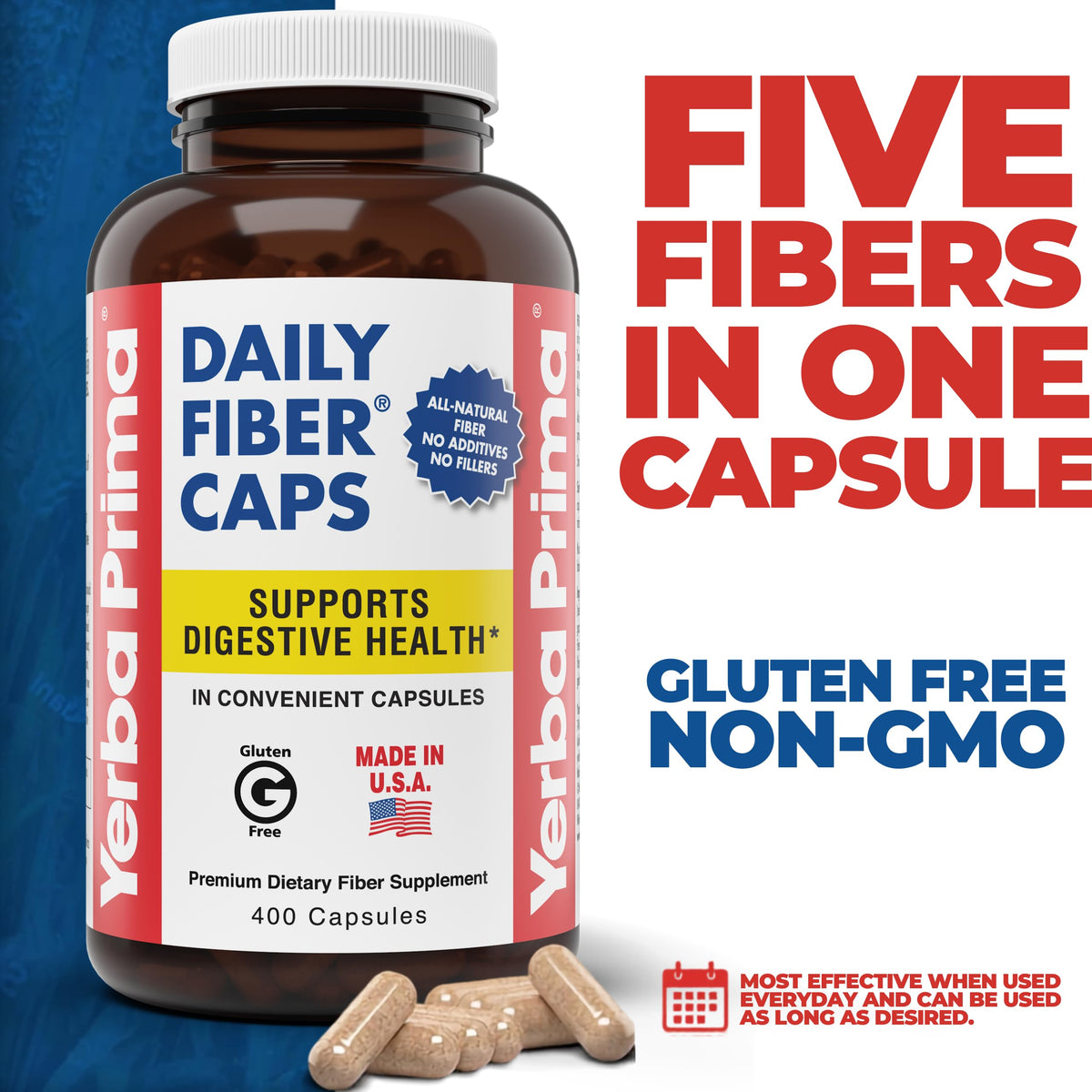 Yerba Prima Daily Fiber Caps Formula - 400 Capsules - image 4