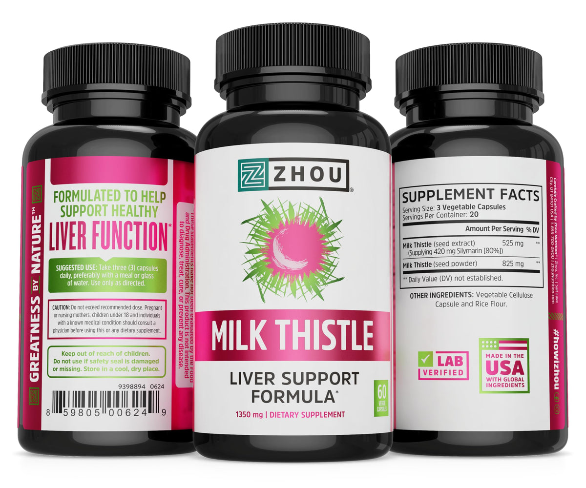 ZHOU Milk Thistle Liver Health Supplement - 60 Vegetarian Capsules - image 5