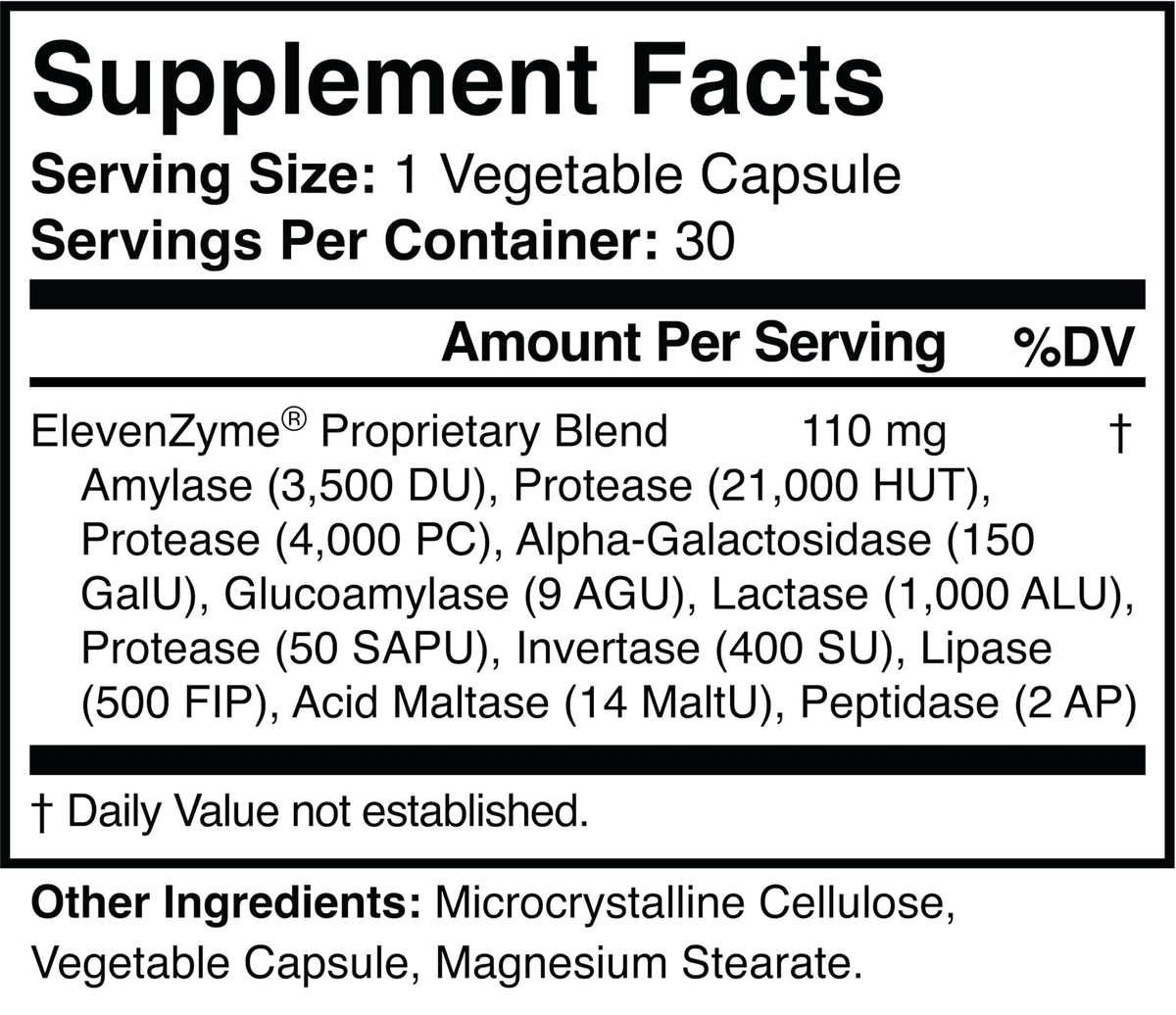 ElevenZyme Natural Digestive Enzyme Supplement - 30 Vegetarian Capsules - image 3