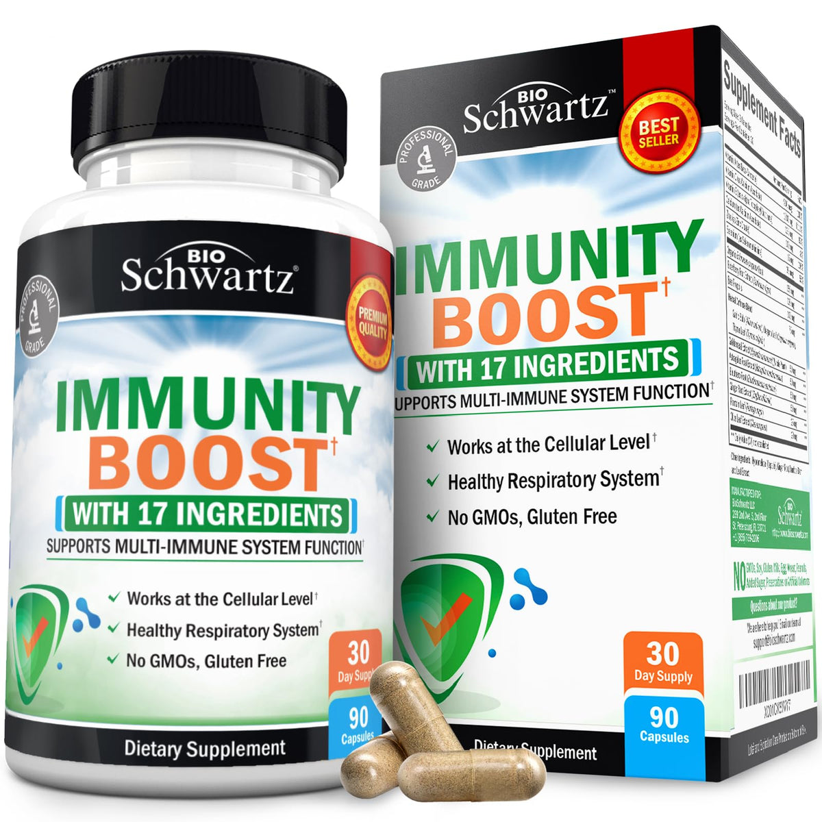 BioSchwartz Immune Support Supplement with Vitamin C and Zinc - 90 Capsules