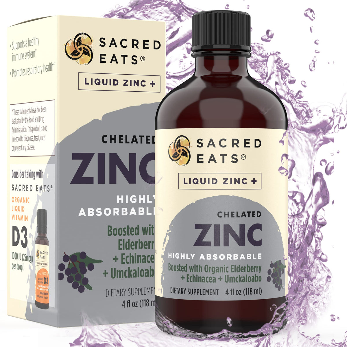 Sacred Eats Liquid Zinc Glycinate with Elderberry & Echinacea - 4 Fl Oz