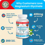 Nature's Branch Magnesium Glycinate 400mg for Sleep & Heart - 200 Tablets - image 5