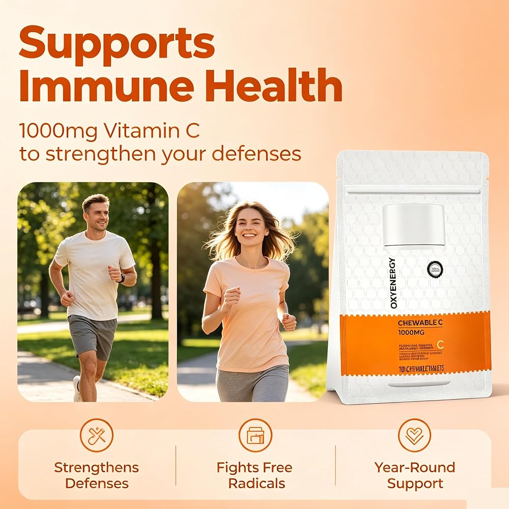 OxyEnergy Vitamin C 1000mg Chewable Tablets Immune Support - 180 Count - image 3