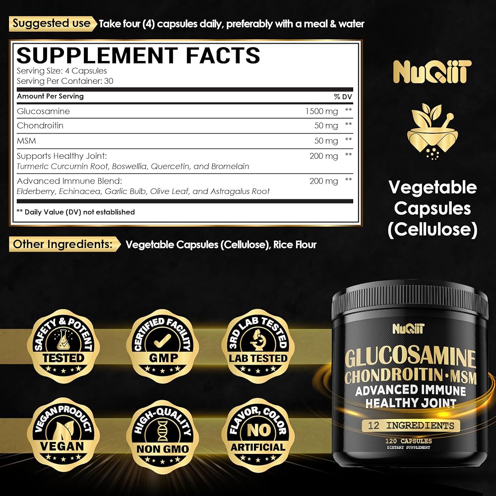 NUQIIT Glucosamine Chondroitin MSM Joint Support - 120 Capsules - image 2