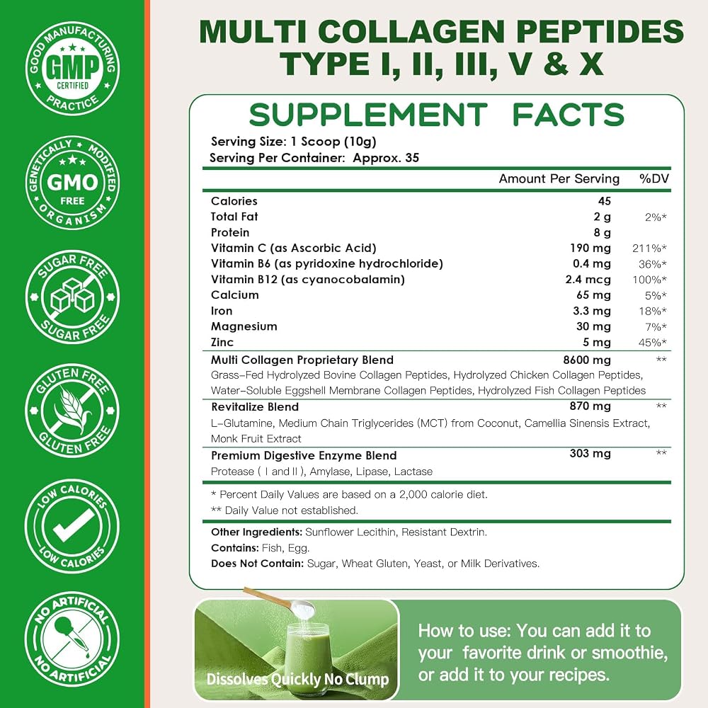 Nature Target Multi Collagen Peptides 8600 mg - 35 Servings - image 2