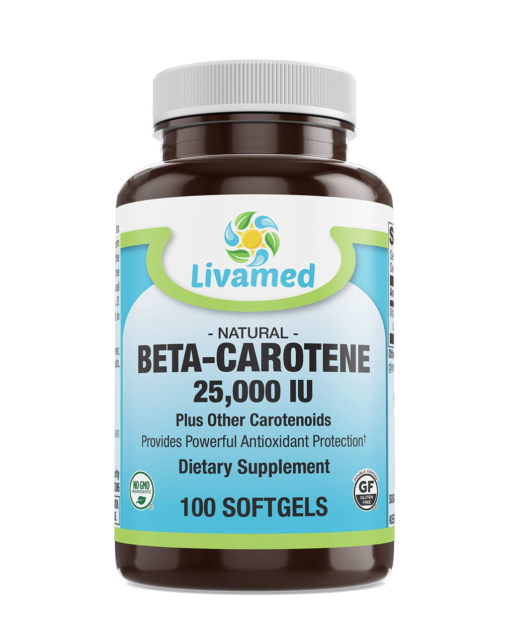 Livamed Natural Beta Carotene 25,000 IU - 100 Softgels