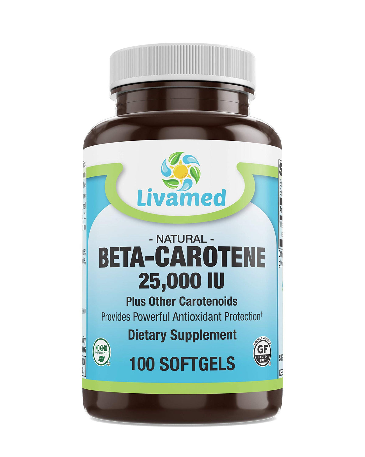 Livamed Natural Beta Carotene 25,000 IU - 100 Softgels