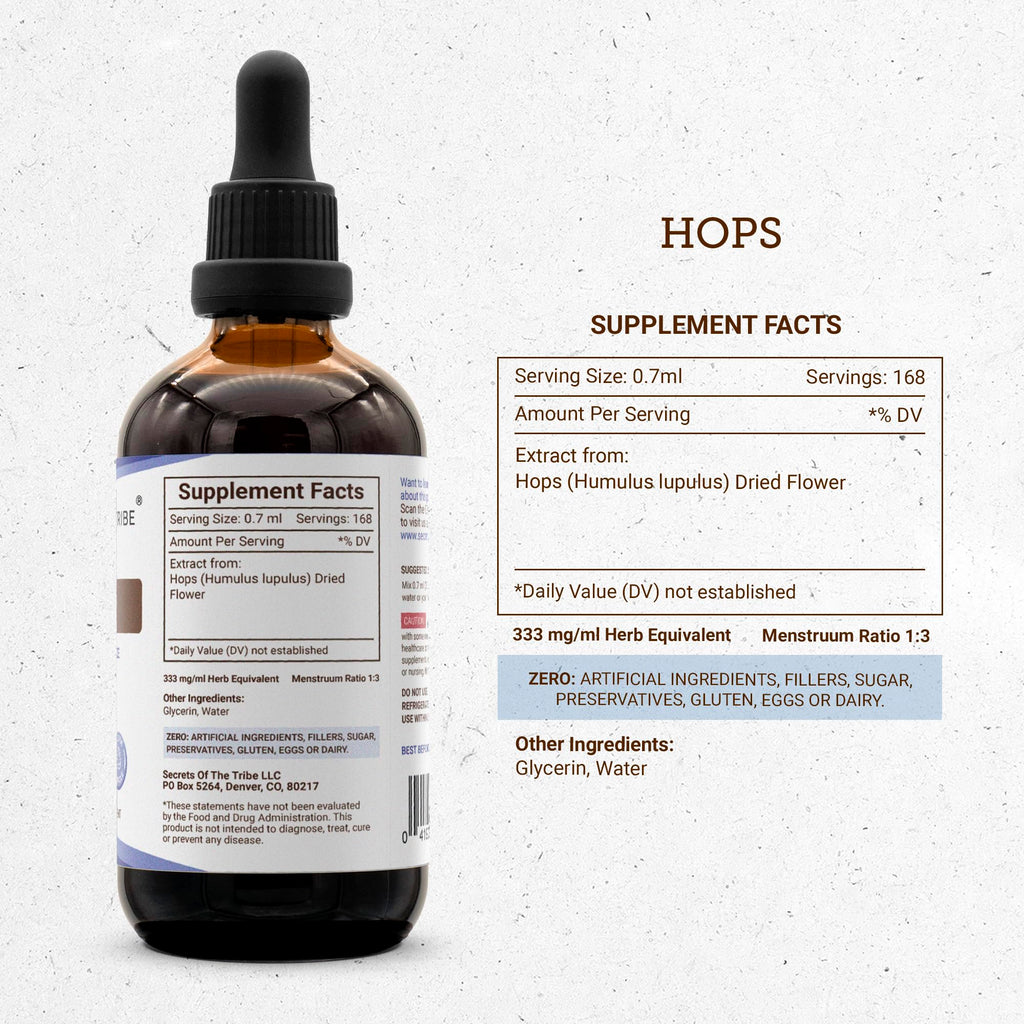Secrets of the Tribe Hops Tincture Alcohol-Free Liquid Extract