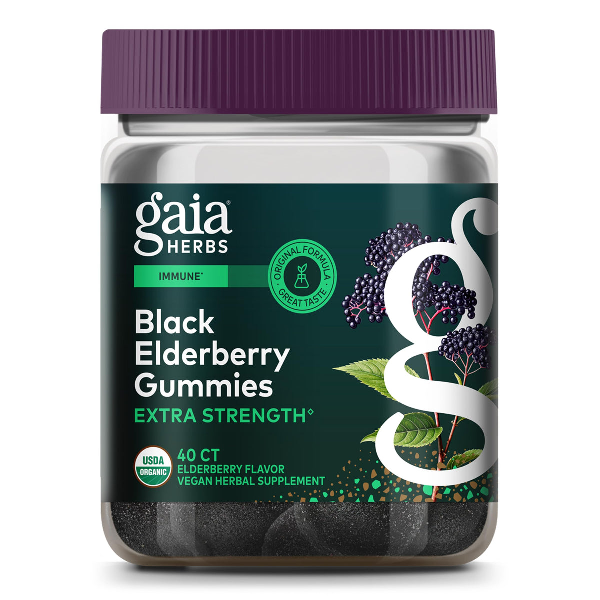 Gaia Herbs Black Elderberry (Sambucus nigra) Extra Strength Gummies
