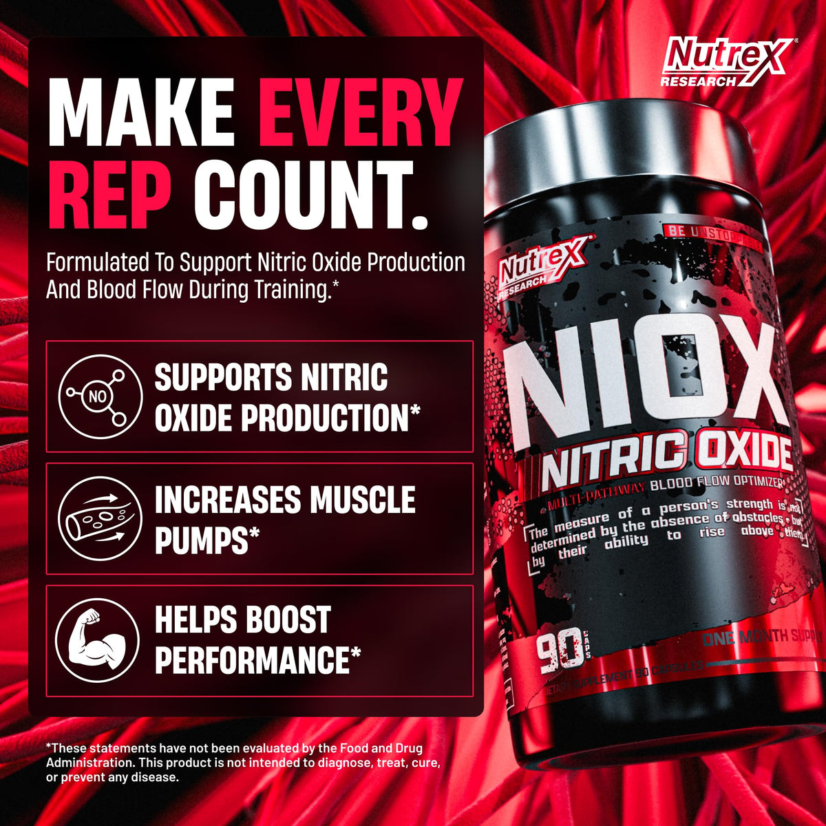 Nutrex Research NIOX Nitric Oxide Booster Pre-Workout - 90 Capsules - image 3