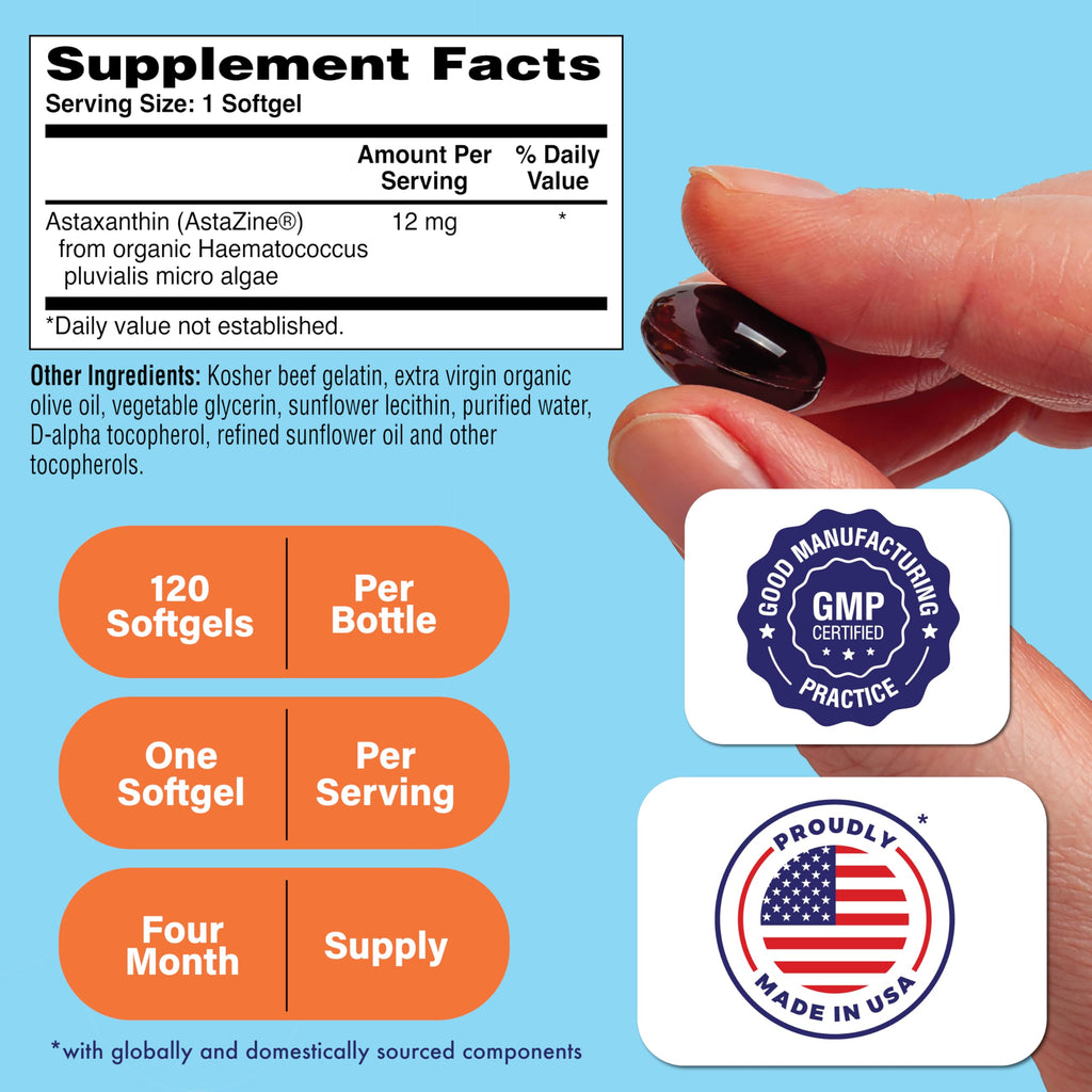 Health Thru Nutrition Astaxanthin Triple Strength 12mg Supplement