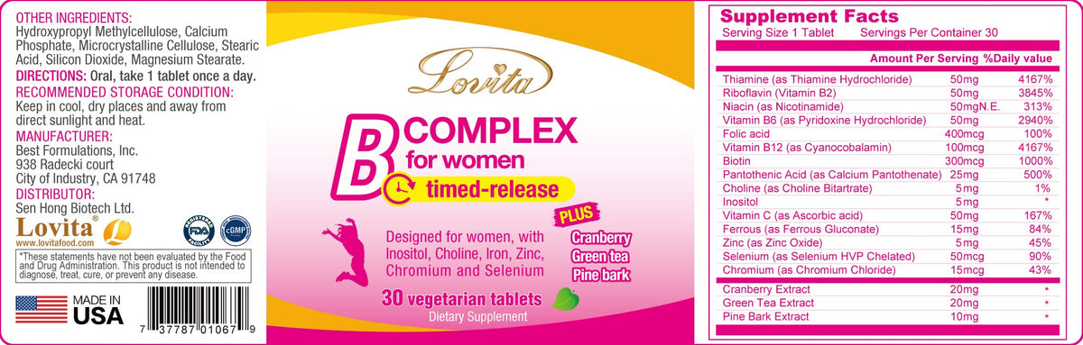 LOVITA B Complex Supplement for Women with Iron - 30 Tablets - image 5