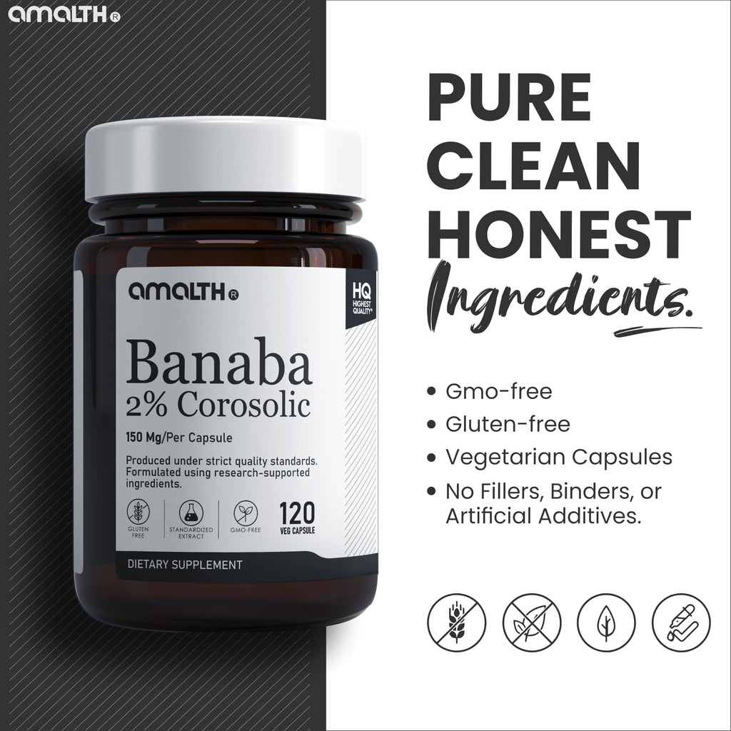 AMALTH Banaba Leaf Extract 150 mg - 120 Vegetarian Capsules - image 6