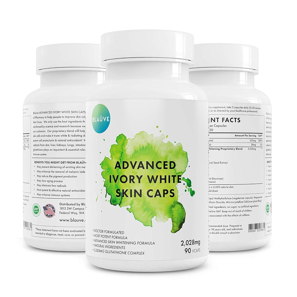 Blauve Advanced Ivory White Skin Capsules 2028 mg Glutathione - 90 Capsules