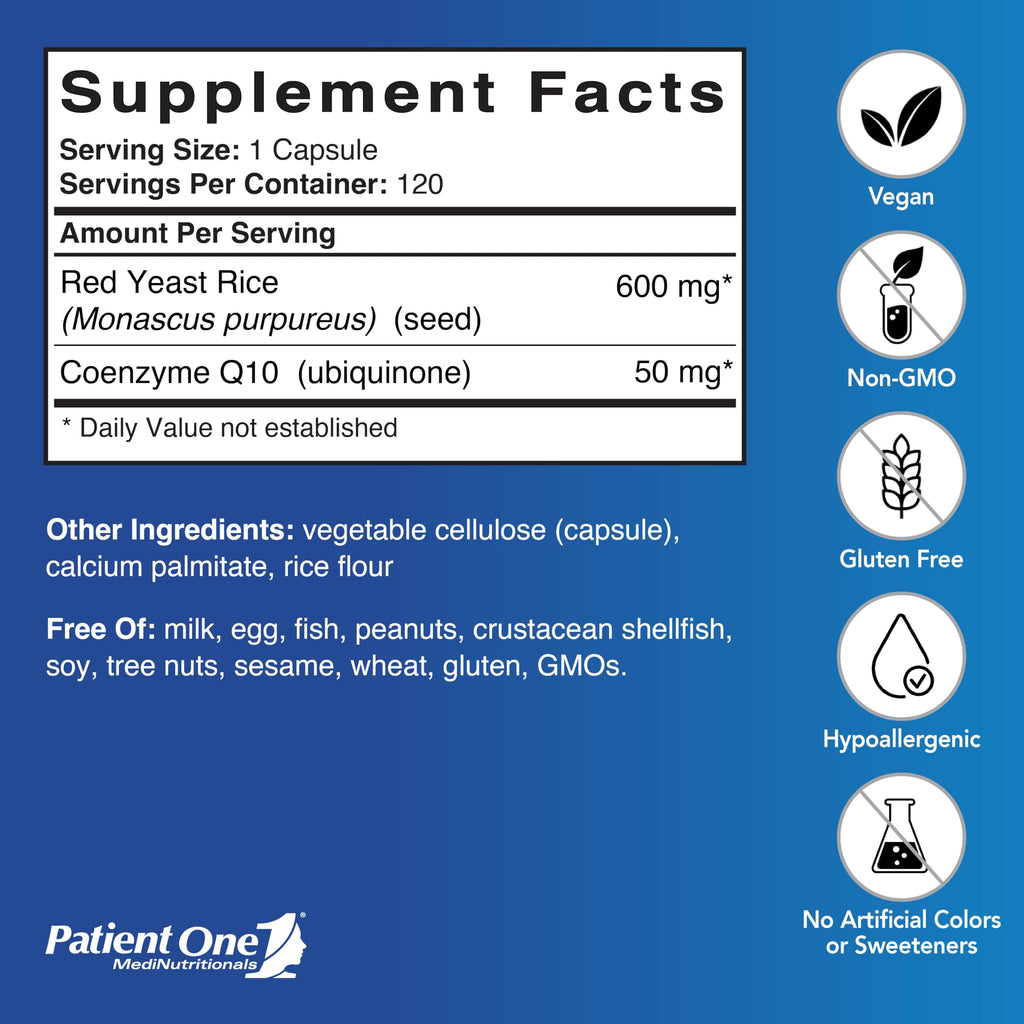 Patient One Red Yeast Rice & CoQ10 - 120 Capsules - image 2