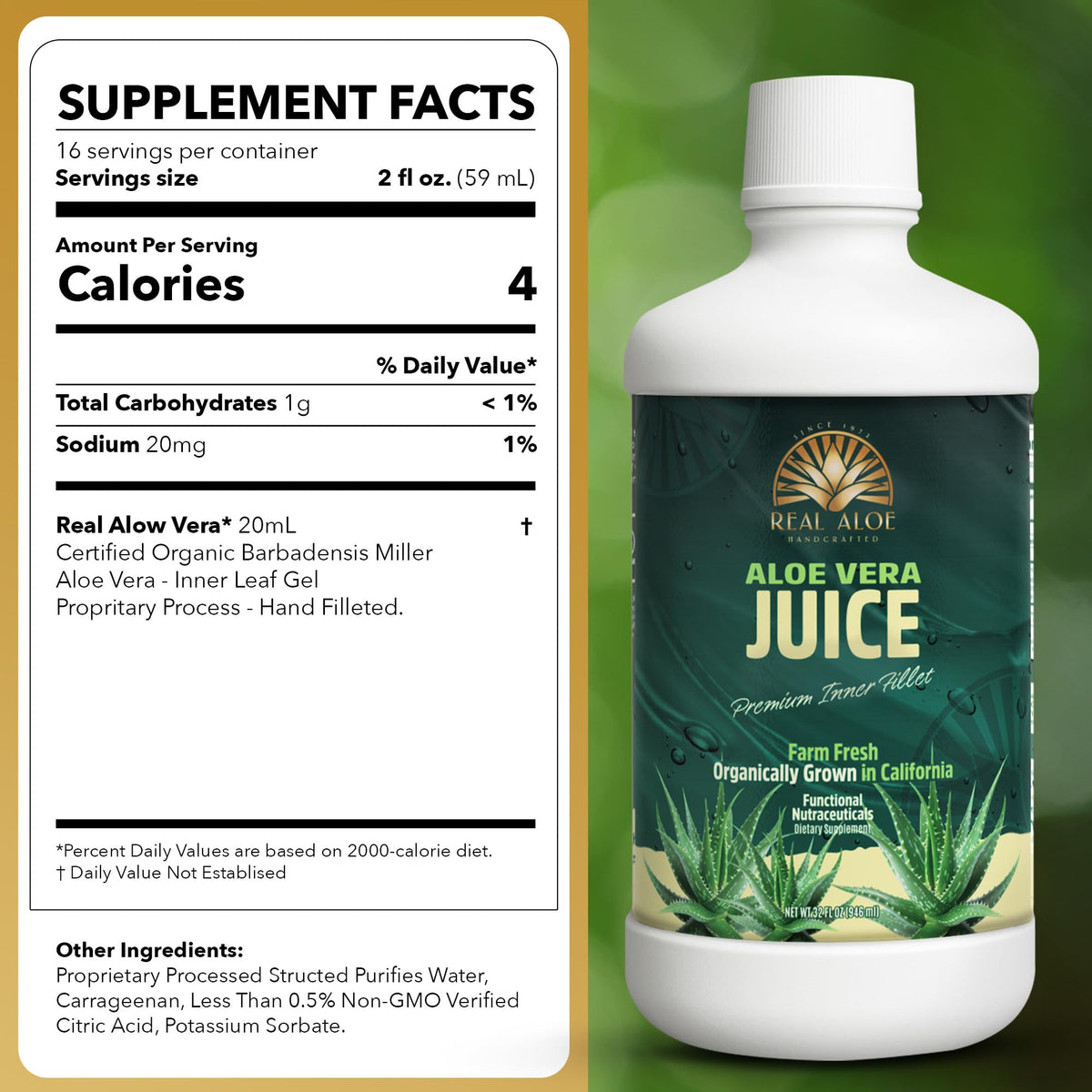 Real Aloe Organic Aloe Vera Juice - 32 fl oz - image 2