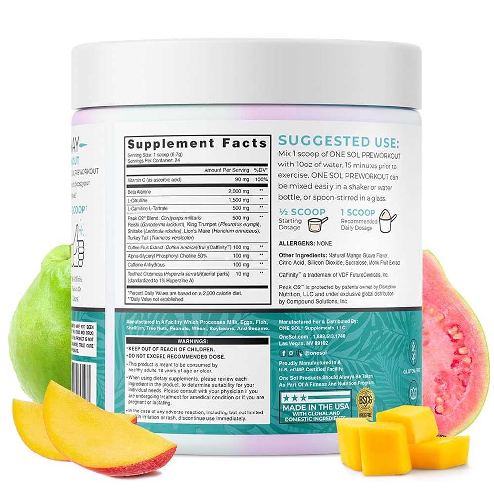 One Sol Women's Pre-Workout Powder for Energy, Mango Guava - 20 Servings - image 2