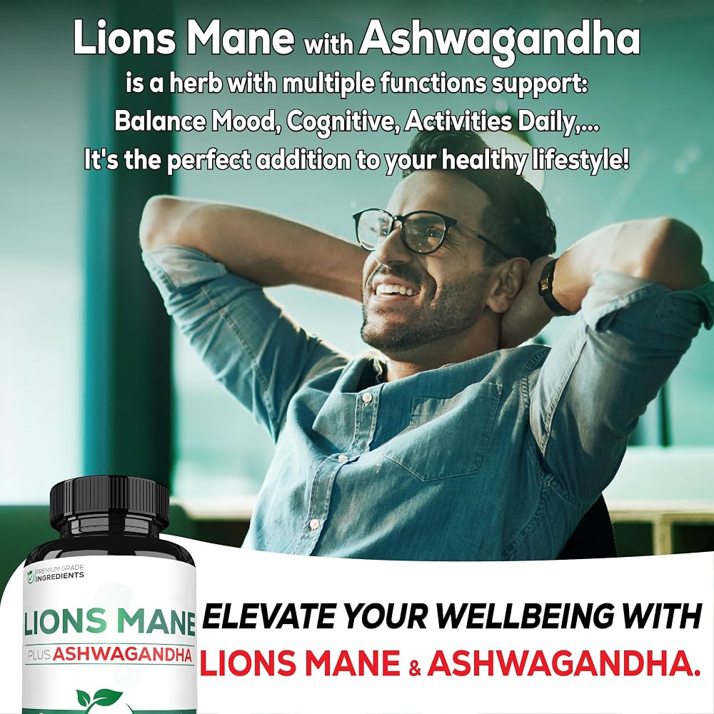 Satoomi Lions Mane Supplement with Ashwagandha and Ginkgo Biloba