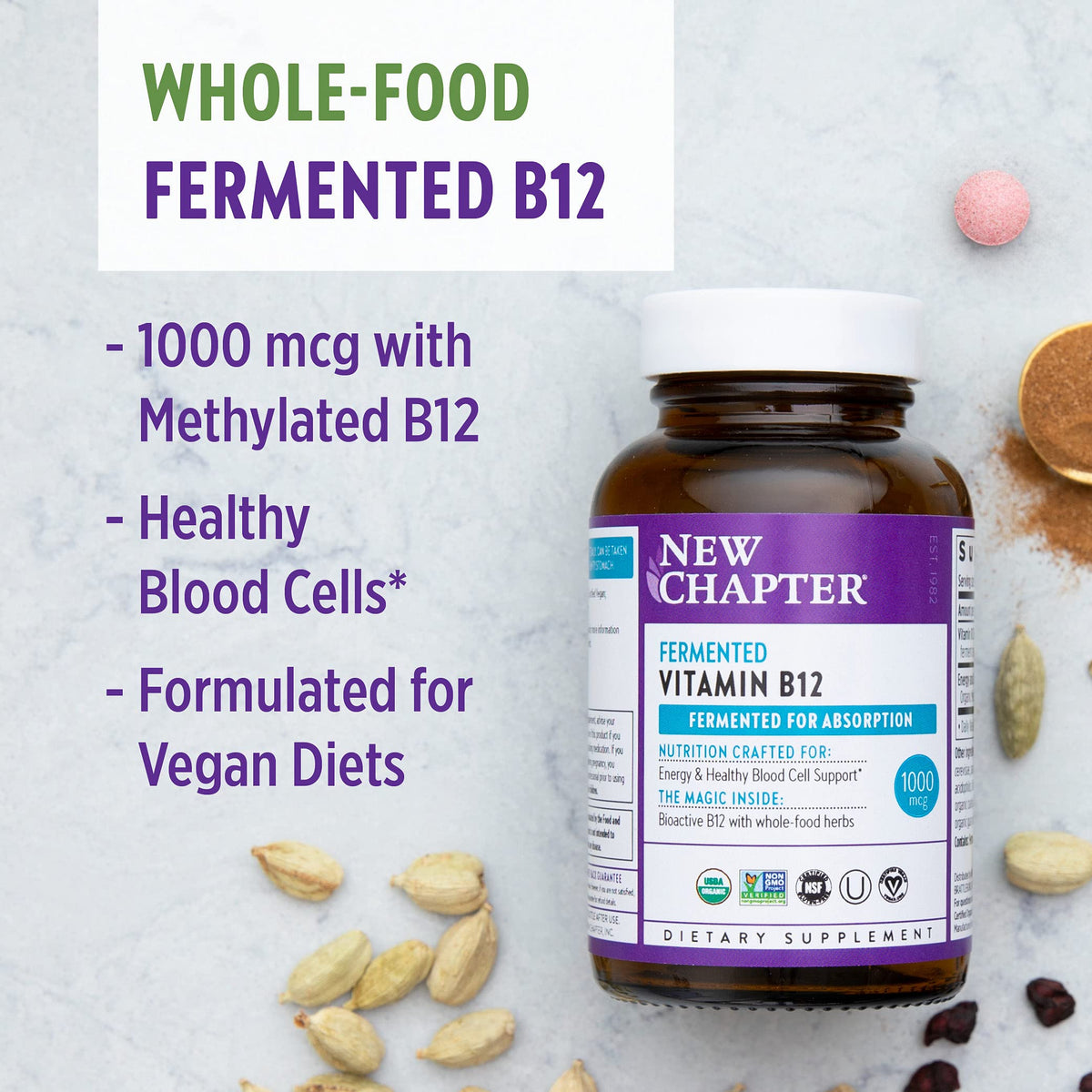 New Chapter Fermented Vitamin B12 1000mcg - 30 Tablets - image 7