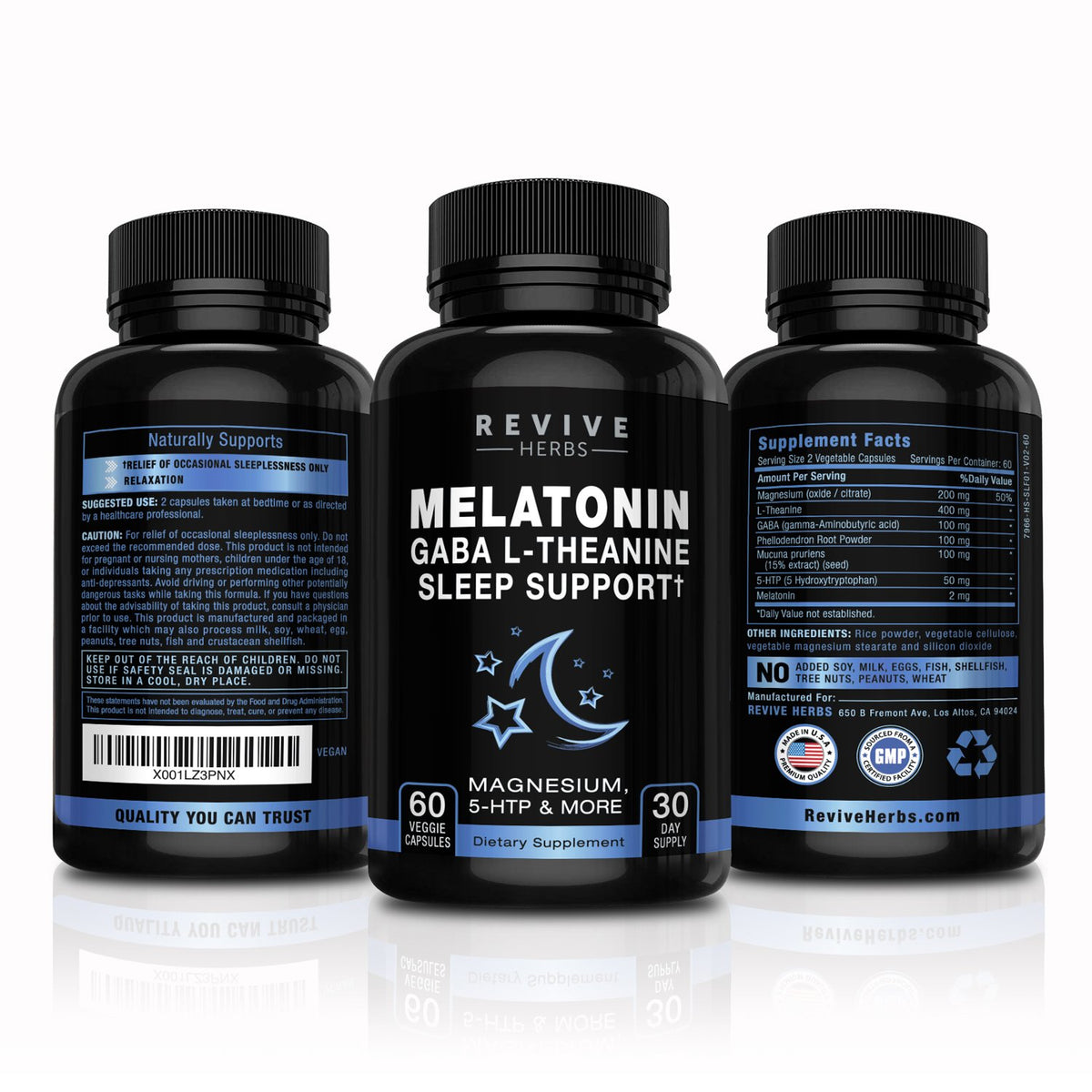 Revive Herbs Melatonin GABA L-Theanine - 60 Vegetarian Capsules - image 4