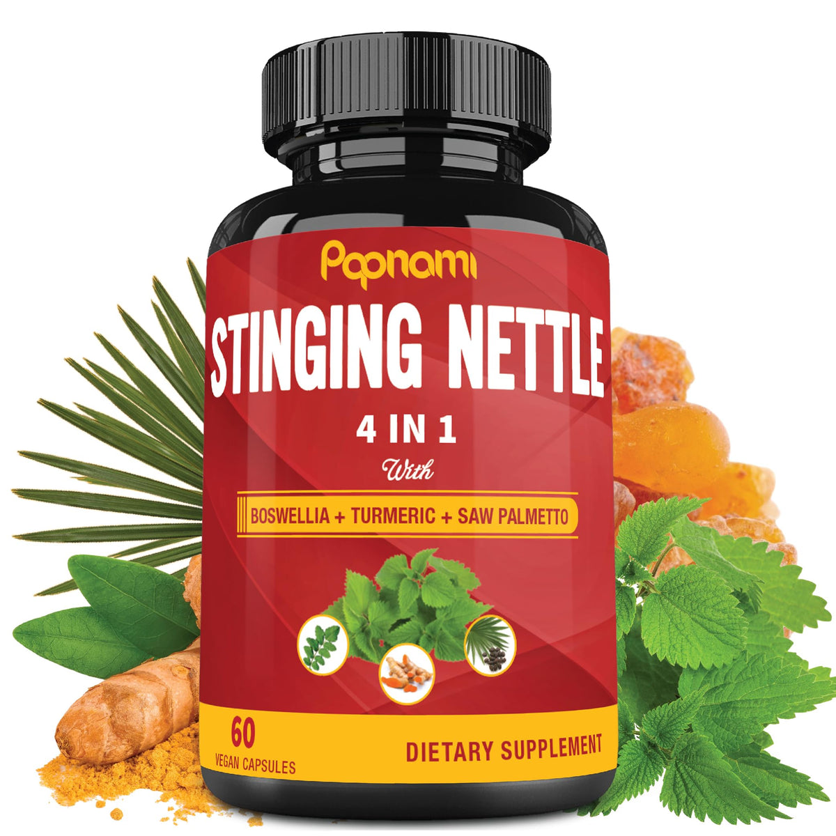 Papnami Stinging Nettle Extract Capsules with Boswellia & Turmeric - 60 Capsules