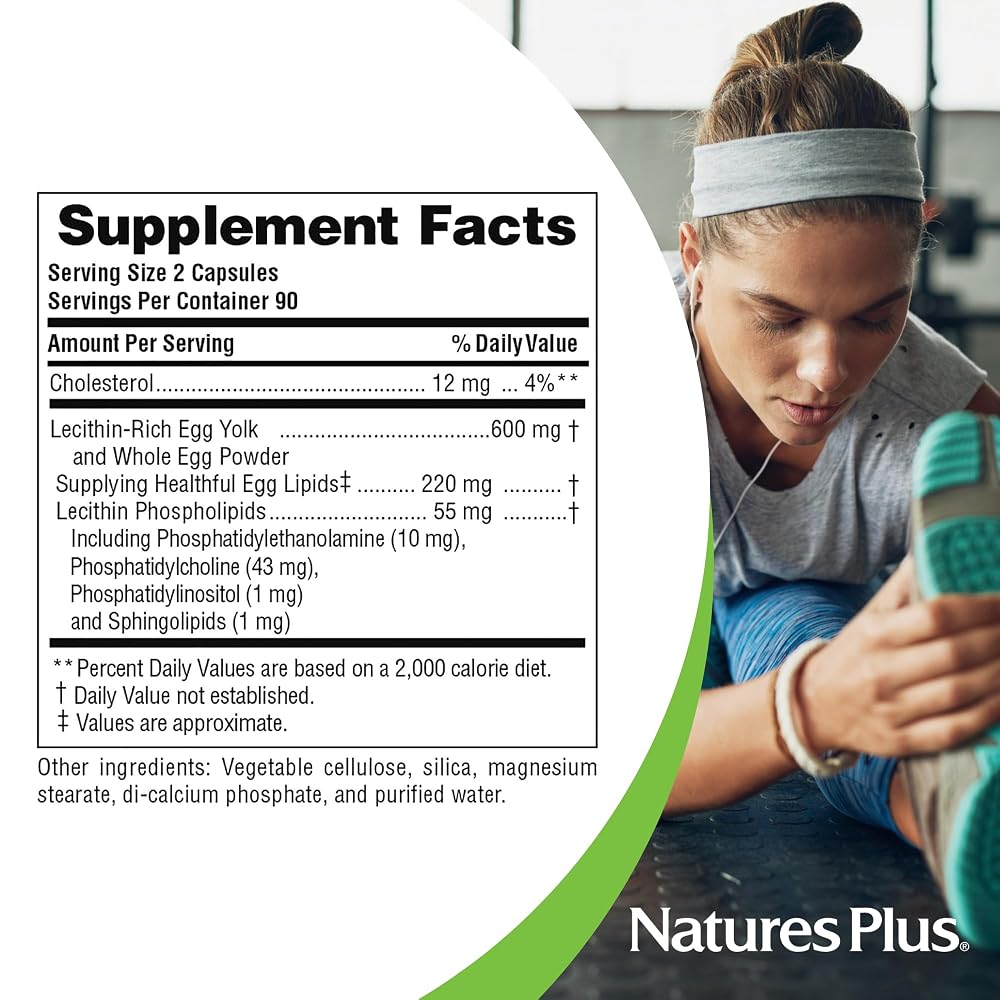 NaturesPlus Egg Yolk Lecithin 600 mg - 180 Capsules - image 5
