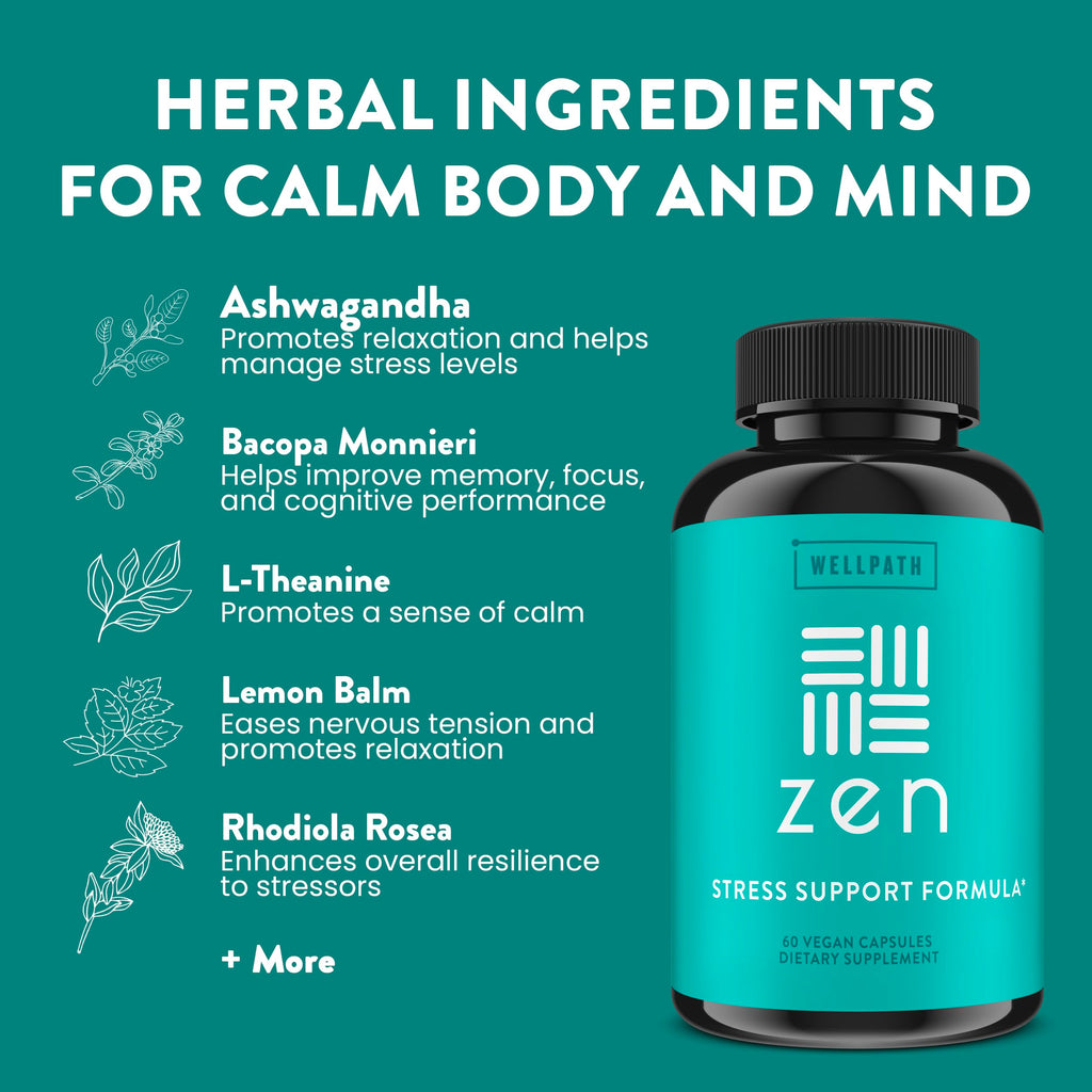 WellPath Zen Stress Relief & Mood Support Supplement - 180 Capsules - image 5